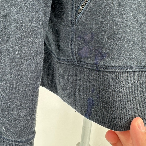 Lululemon Cross Cut Hoodie Heathered Inkwell Full Zip French Terry Medium - Picture 5 of 13